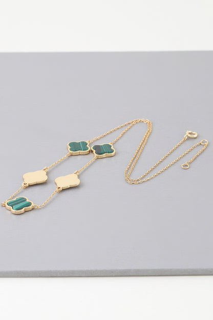 Two Toned Clover Charm Necklace