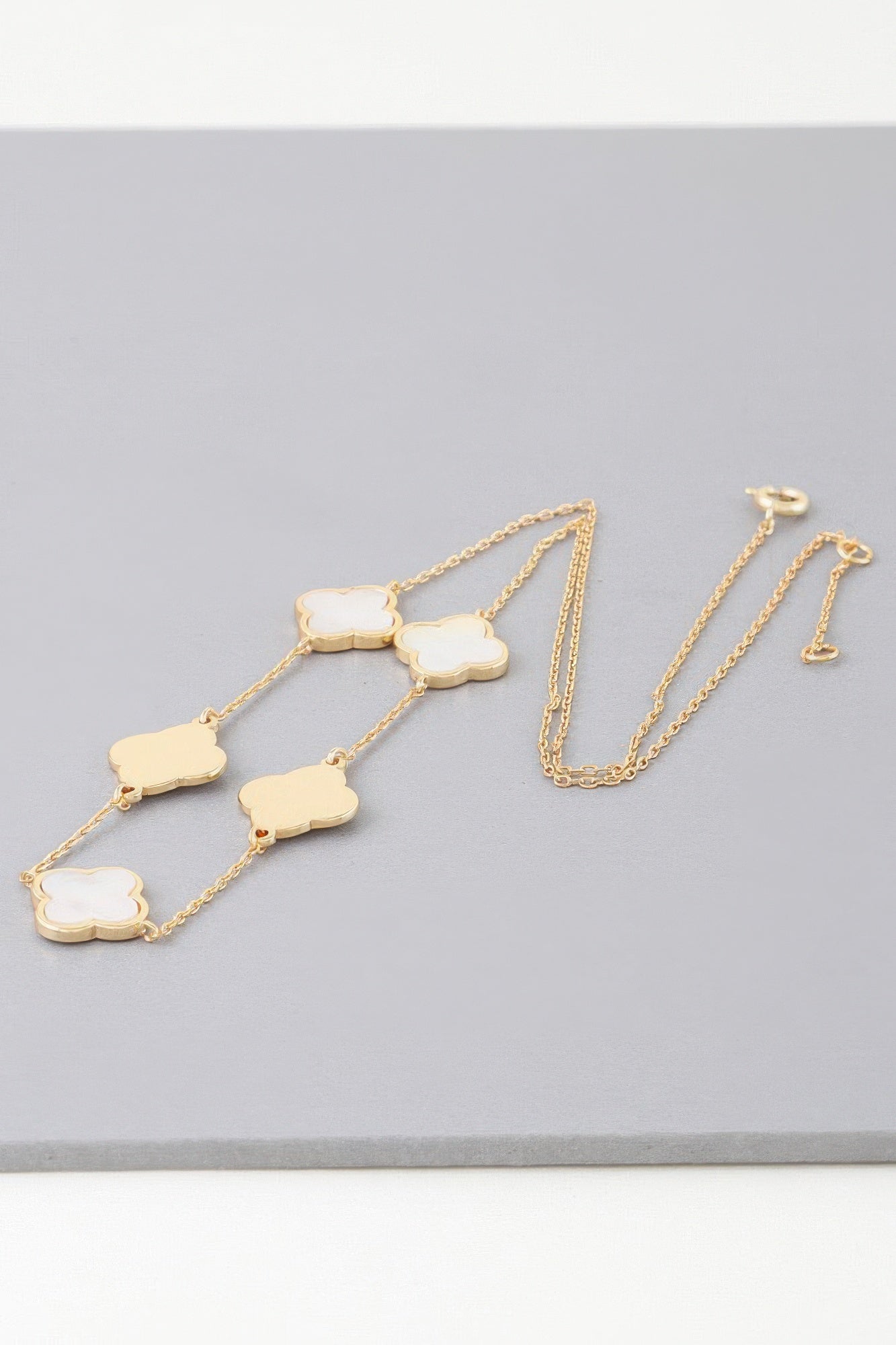 Two Toned Clover Charm Necklace