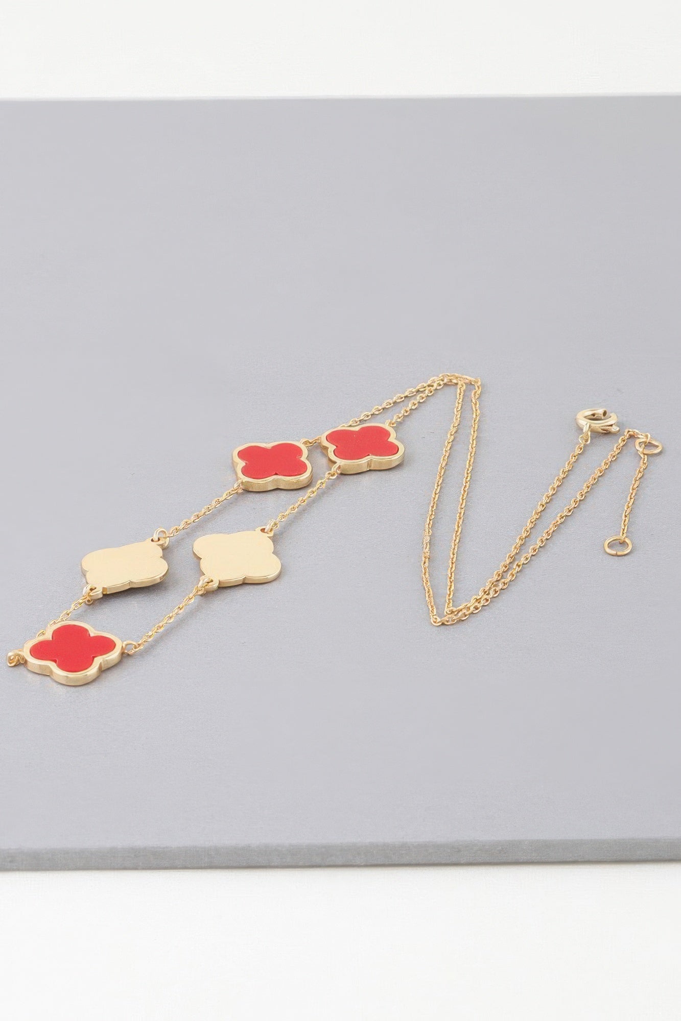 Two Toned Clover Charm Necklace