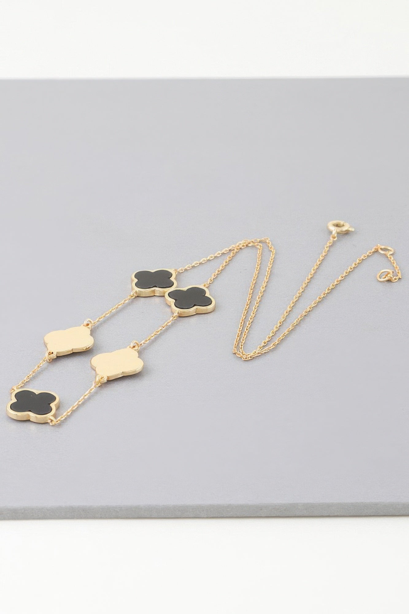 Two Toned Clover Charm Necklace