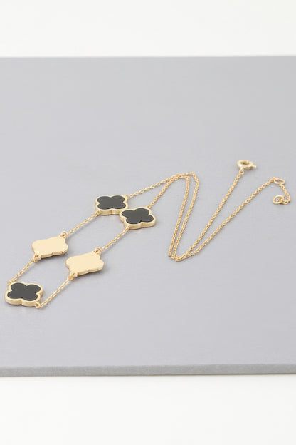 Two Toned Clover Charm Necklace