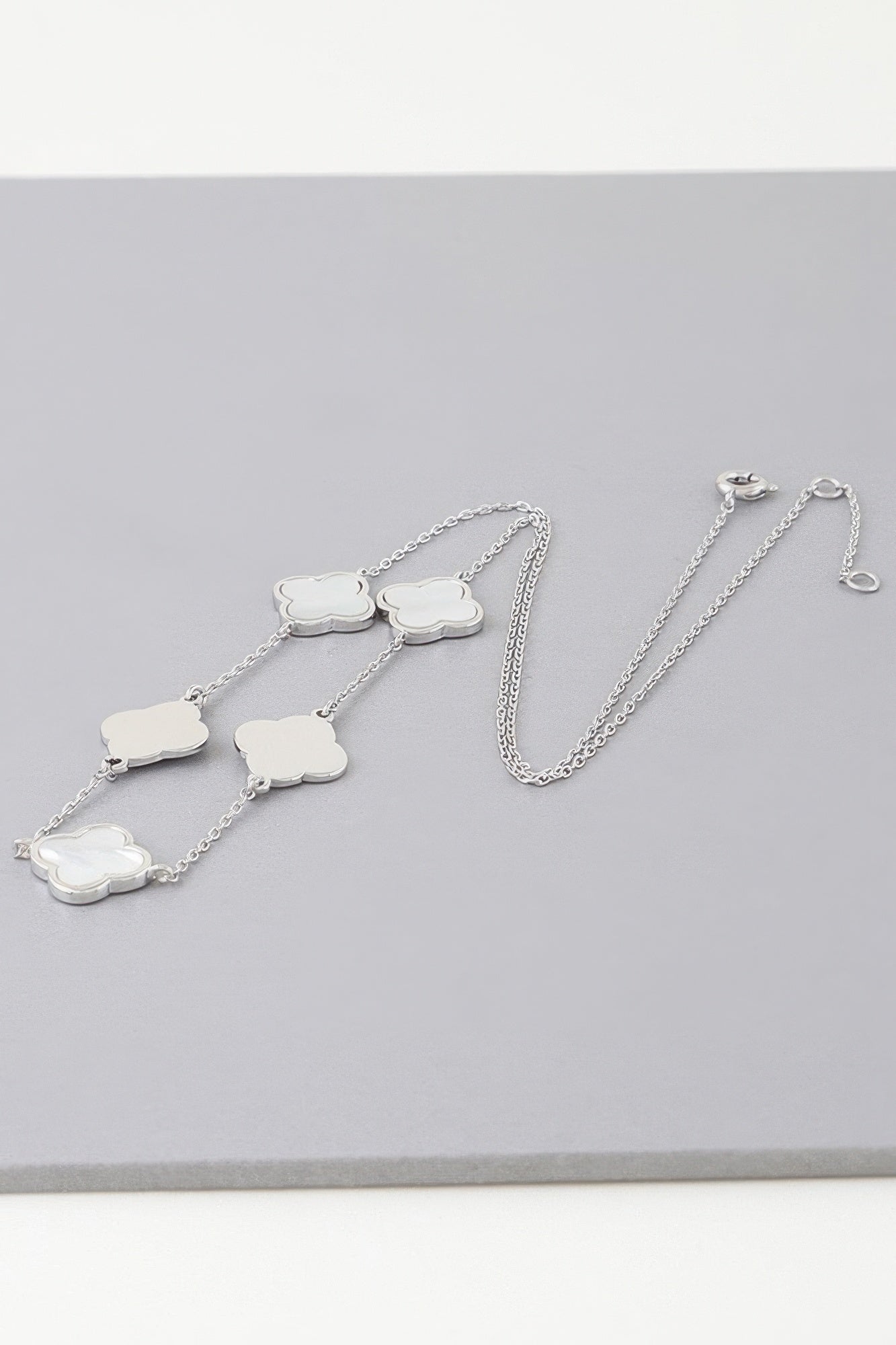 Two Toned Clover Charm Necklace
