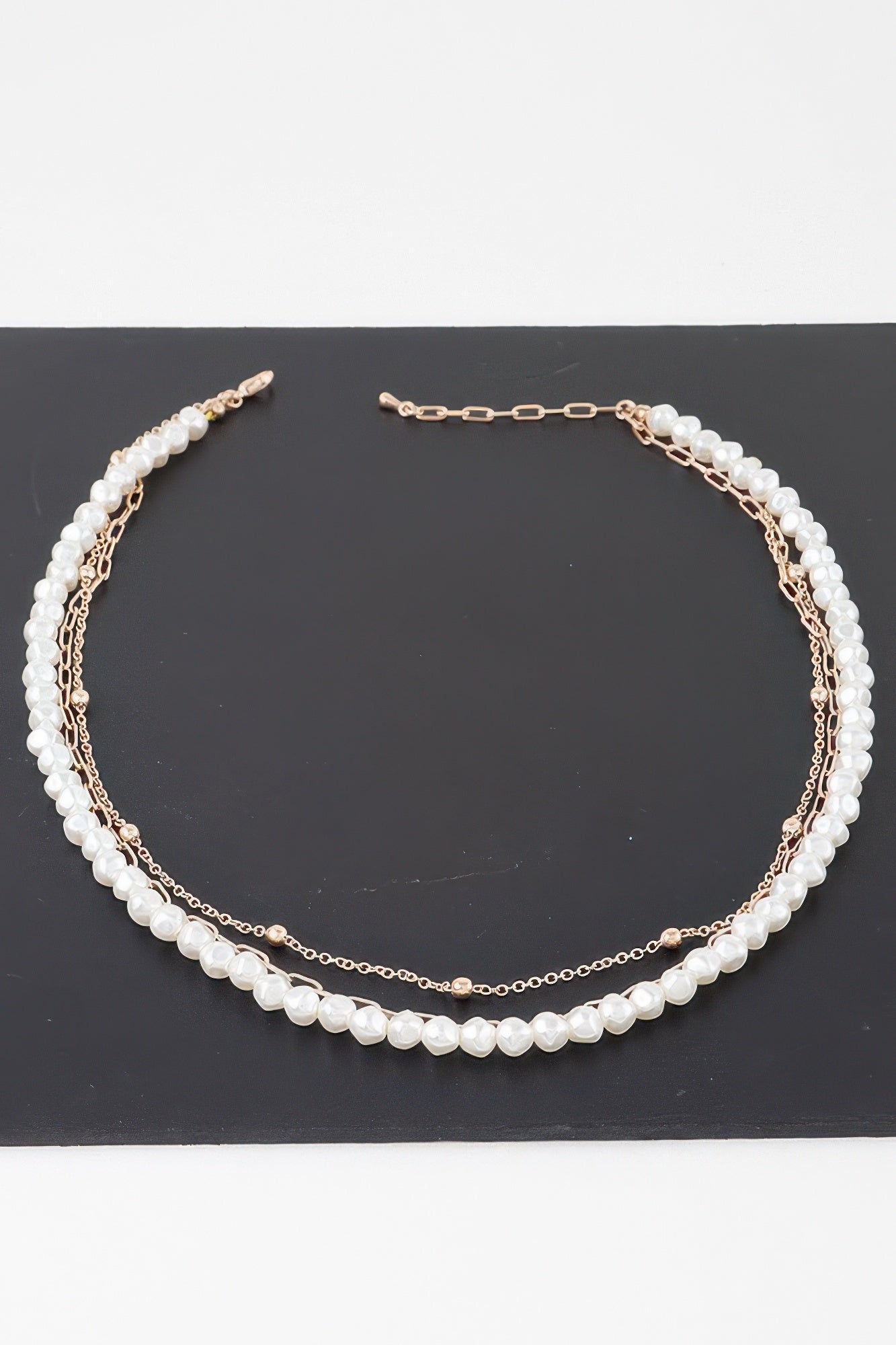 Triple Pearl Chain Necklace