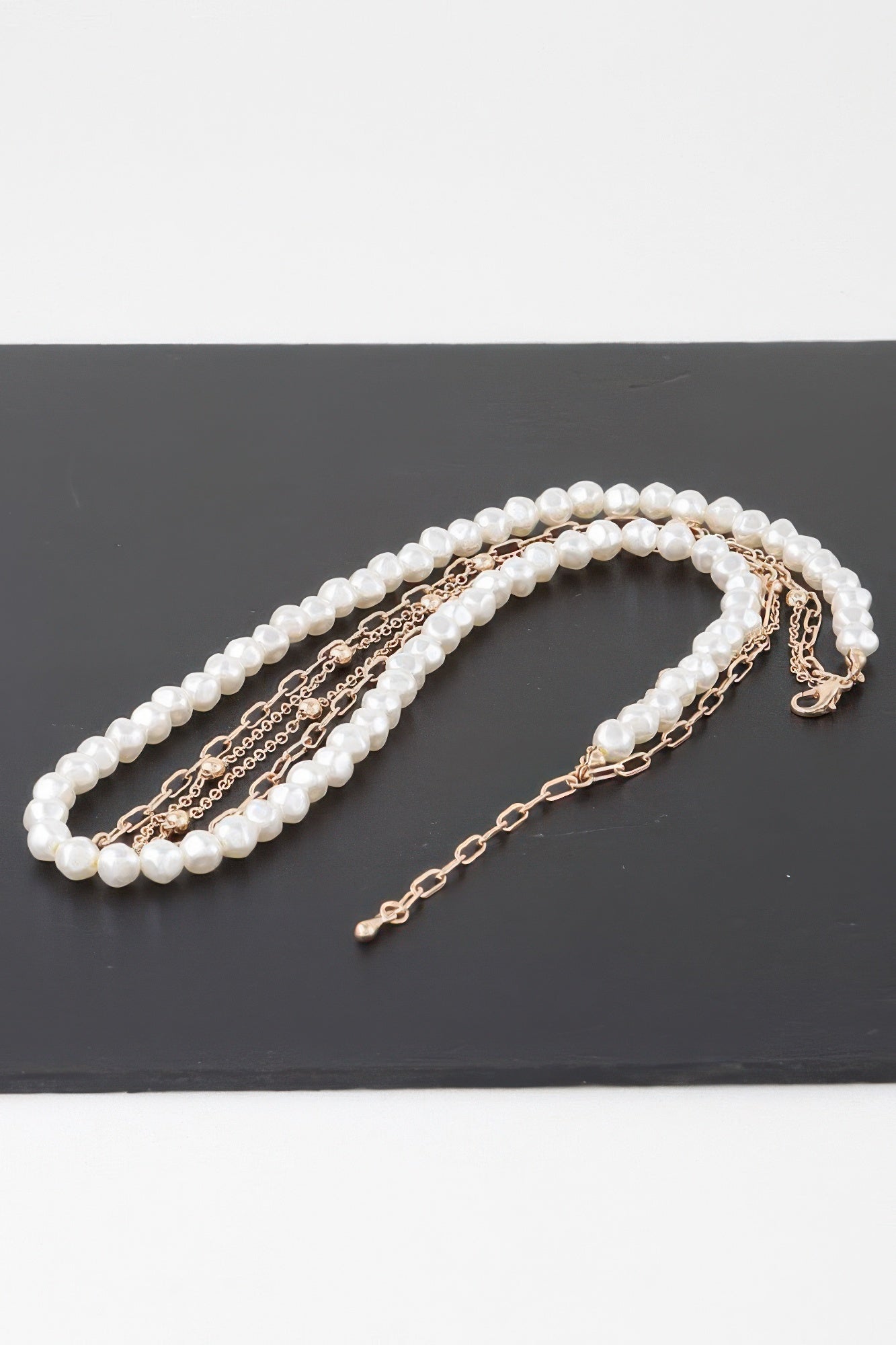 Triple Pearl Chain Necklace