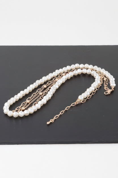 Triple Pearl Chain Necklace
