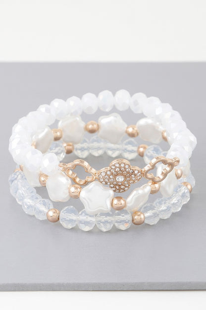 Multi Clover Crystal Bead Bracelet
