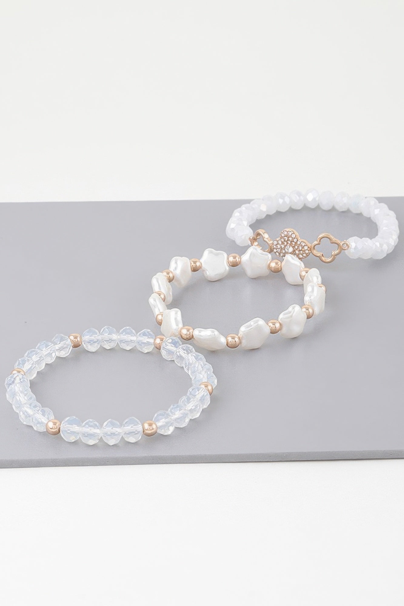 Multi Clover Crystal Bead Bracelet