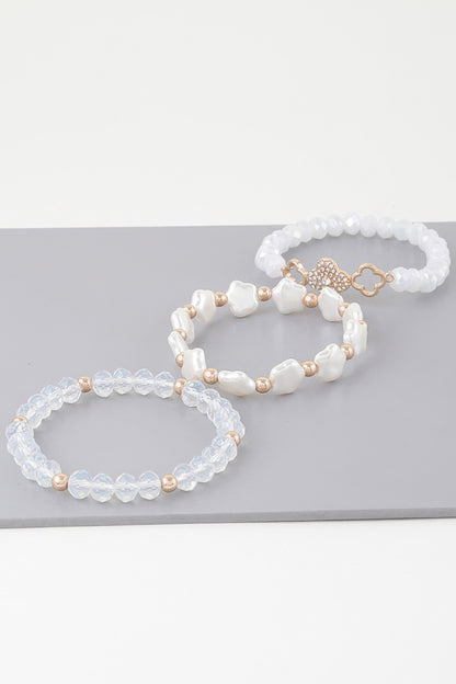 Multi Clover Crystal Bead Bracelet