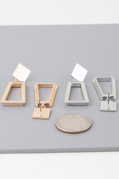 Modern Geometric Frame Drop Earrings
