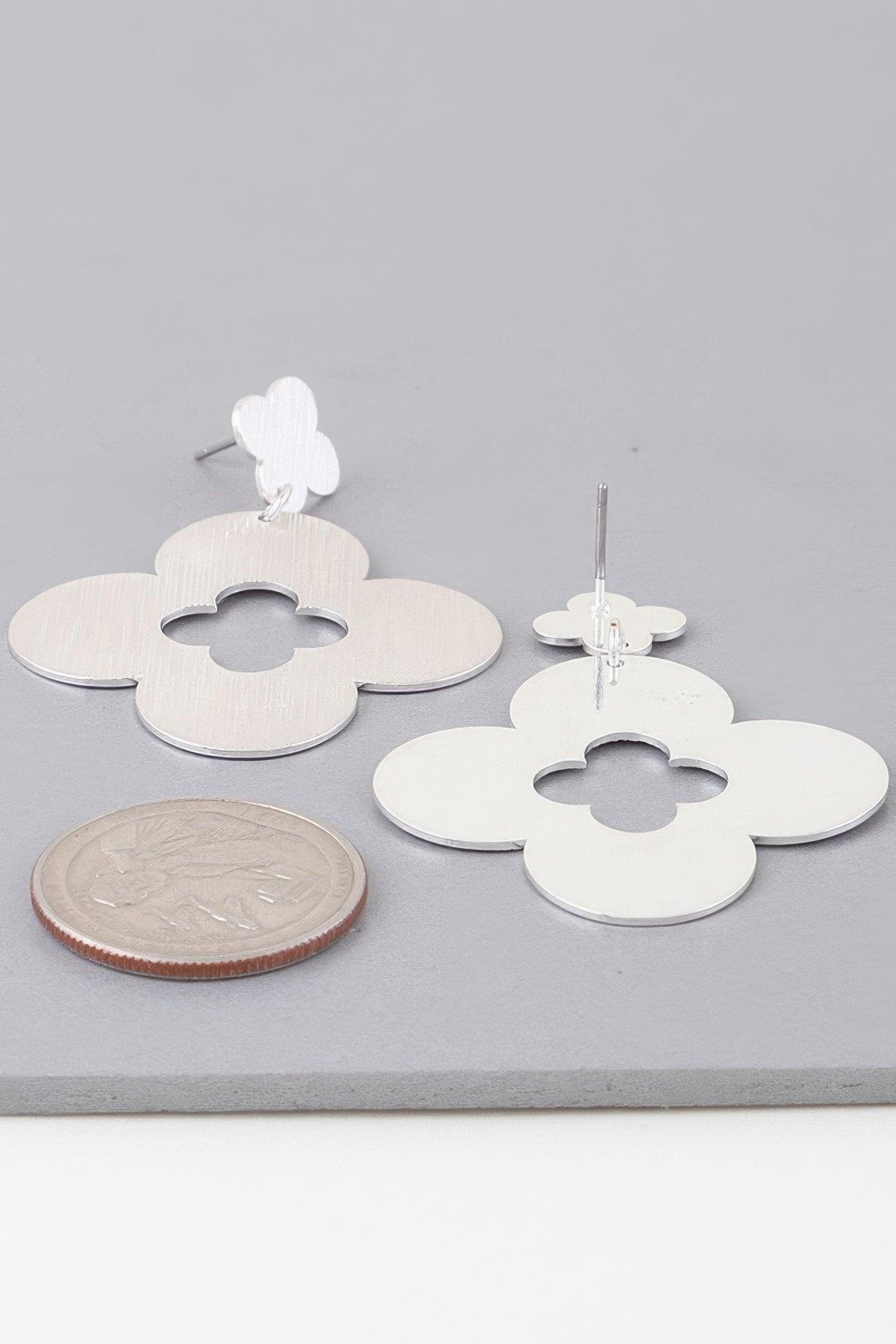 Textured Open Clover Drop Earrings
