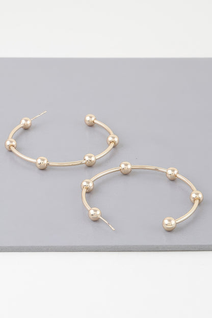 Multi Shiny Bead Hoop Earrings