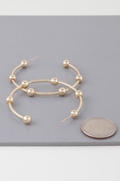 Multi Shiny Bead Hoop Earrings