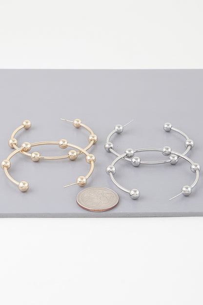 Multi Shiny Bead Hoop Earrings