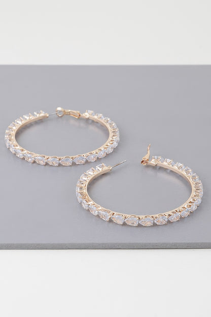Teardrop Bejeweled Hoop Earrings