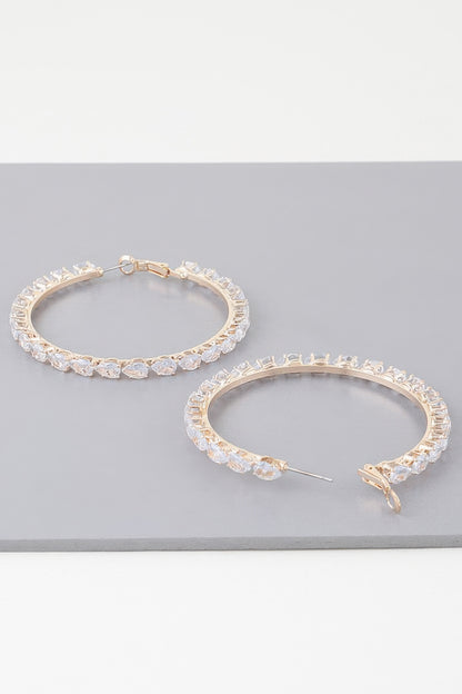 Teardrop Bejeweled Hoop Earrings