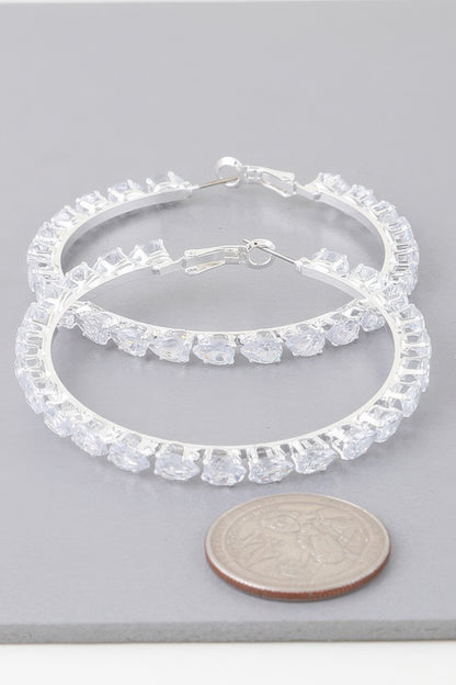 Teardrop Bejeweled Hoop Earrings