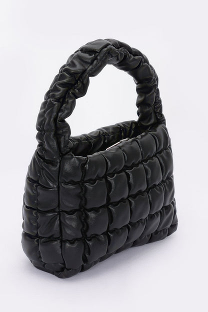 Quilted Faux Leather Padded Handle Bag