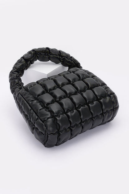 Quilted Faux Leather Padded Handle Bag