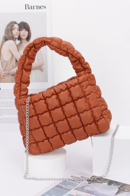 Quilted Faux Leather Padded Handle Bag
