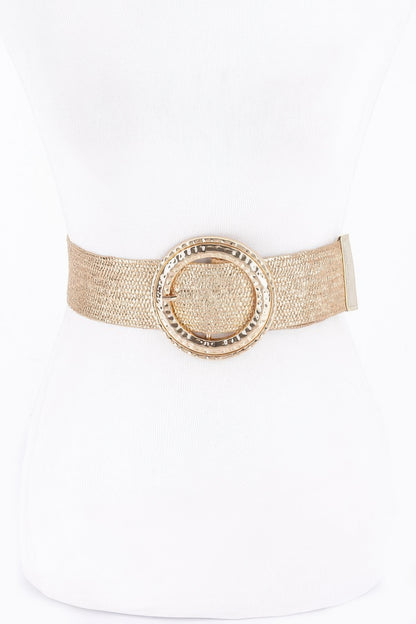 Hammeredmetal Buckle Metallic Stretch Plussizebelt