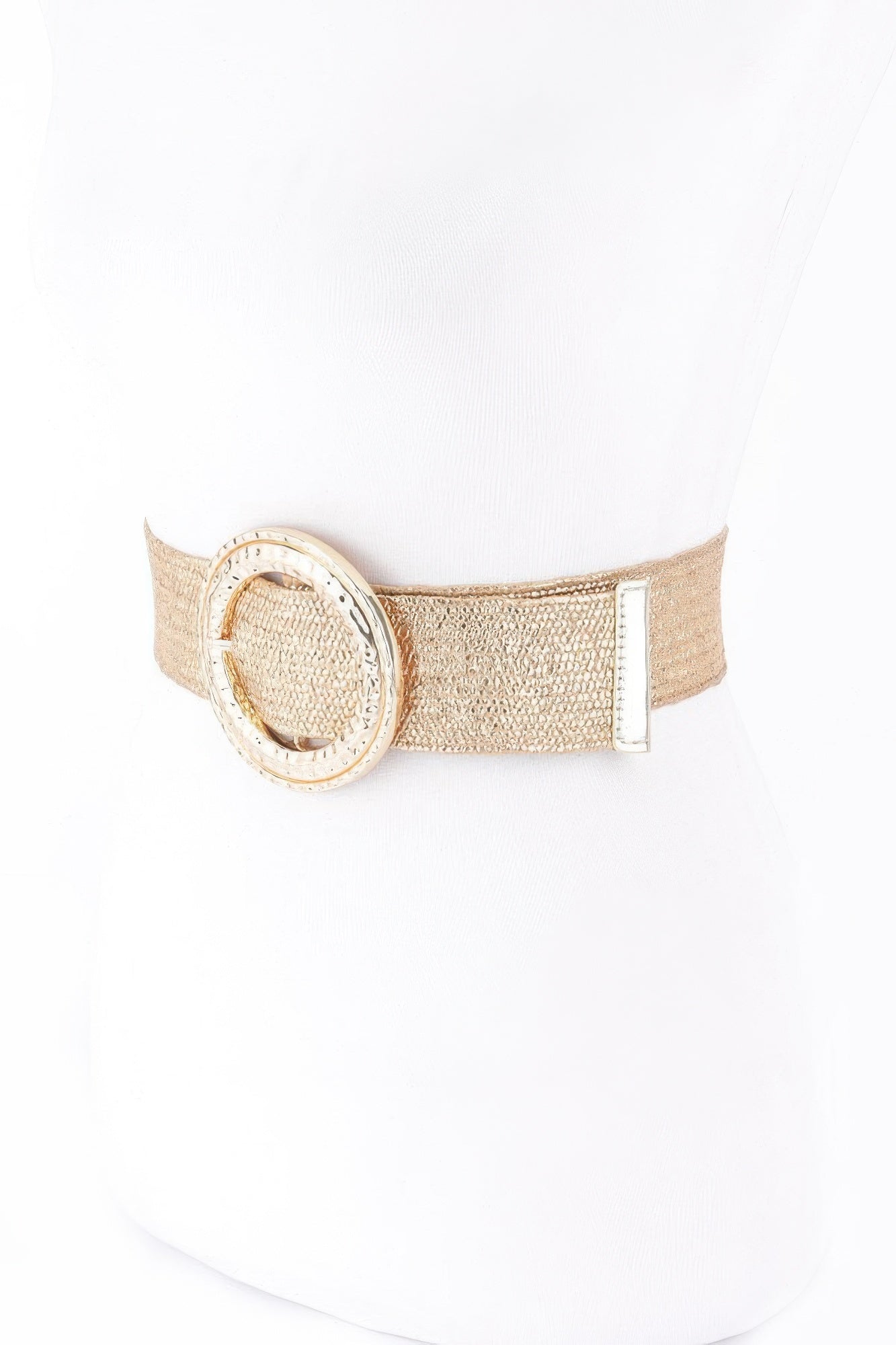 Hammeredmetal Buckle Metallic Stretch Plussizebelt