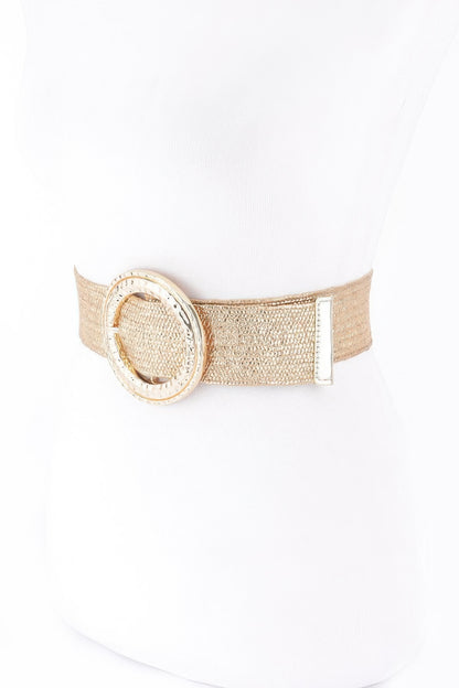 Hammeredmetal Buckle Metallic Stretch Plussizebelt
