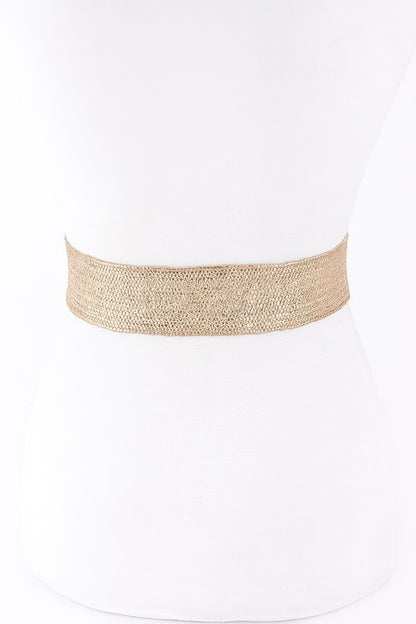 Hammeredmetal Buckle Metallic Stretch Plussizebelt