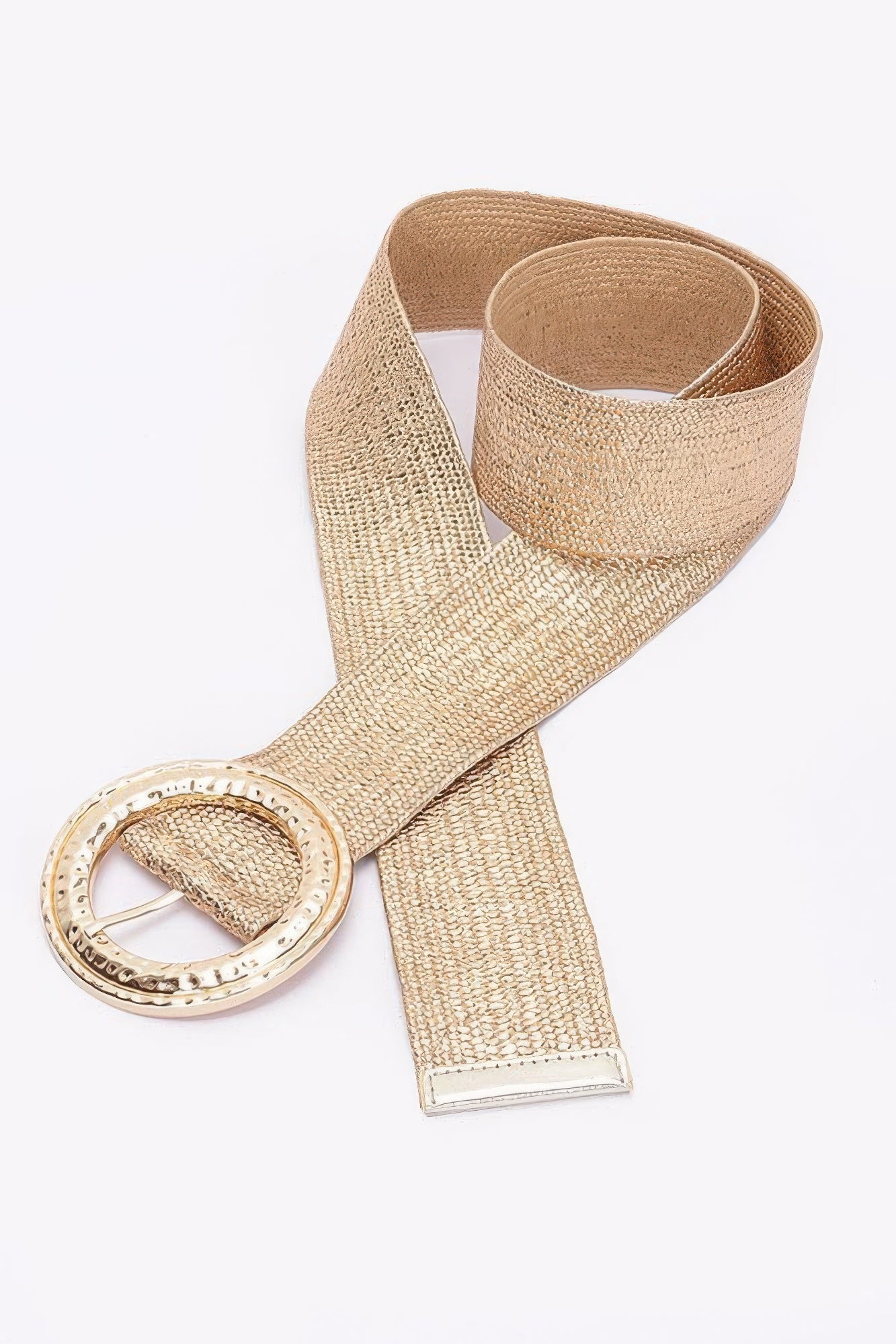 Hammeredmetal Buckle Metallic Stretch Plussizebelt