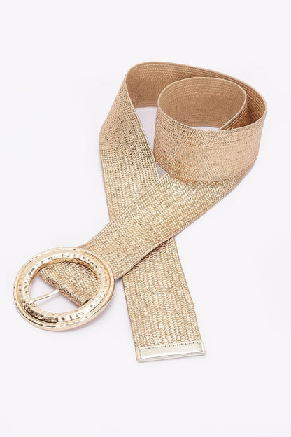 Hammeredmetal Buckle Metallic Stretch Plussizebelt