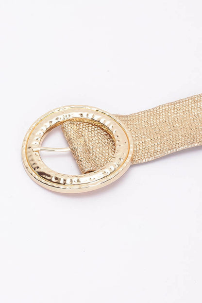 Hammeredmetal Buckle Metallic Stretch Plussizebelt