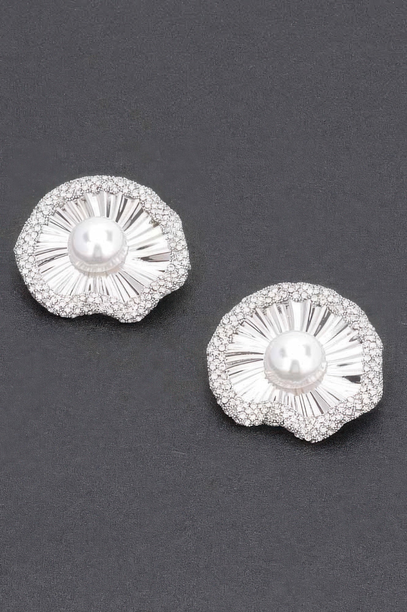 Rhinestone Faux Pearl Metal Earring