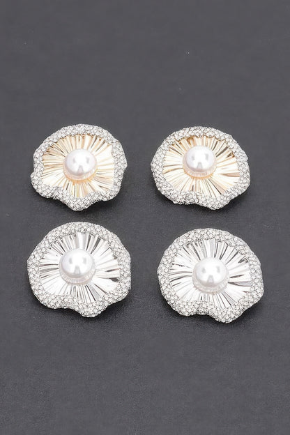 Rhinestone Faux Pearl Metal Earring