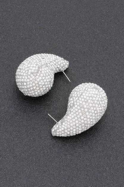 Rhinestone Faux Pearl Metal Earring