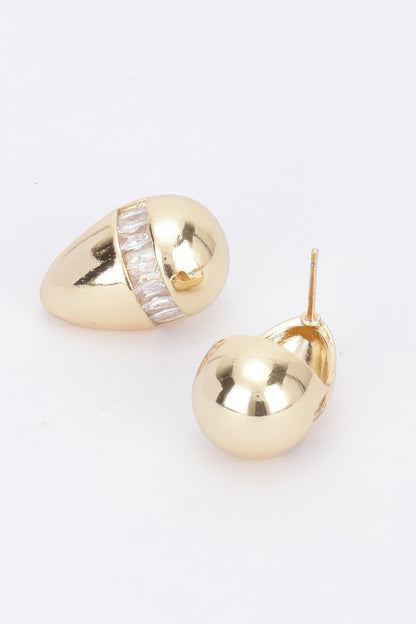 Metal Stone Tear Drop Earring