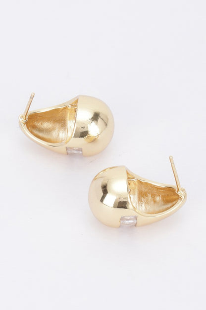 Metal Stone Tear Drop Earring