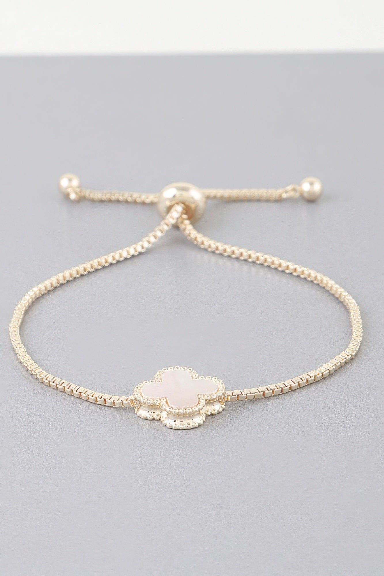 Stone Clover Box Chain Bracelet