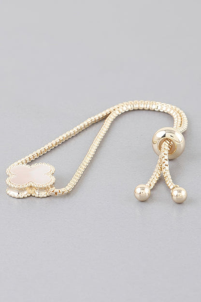 Stone Clover Box Chain Bracelet