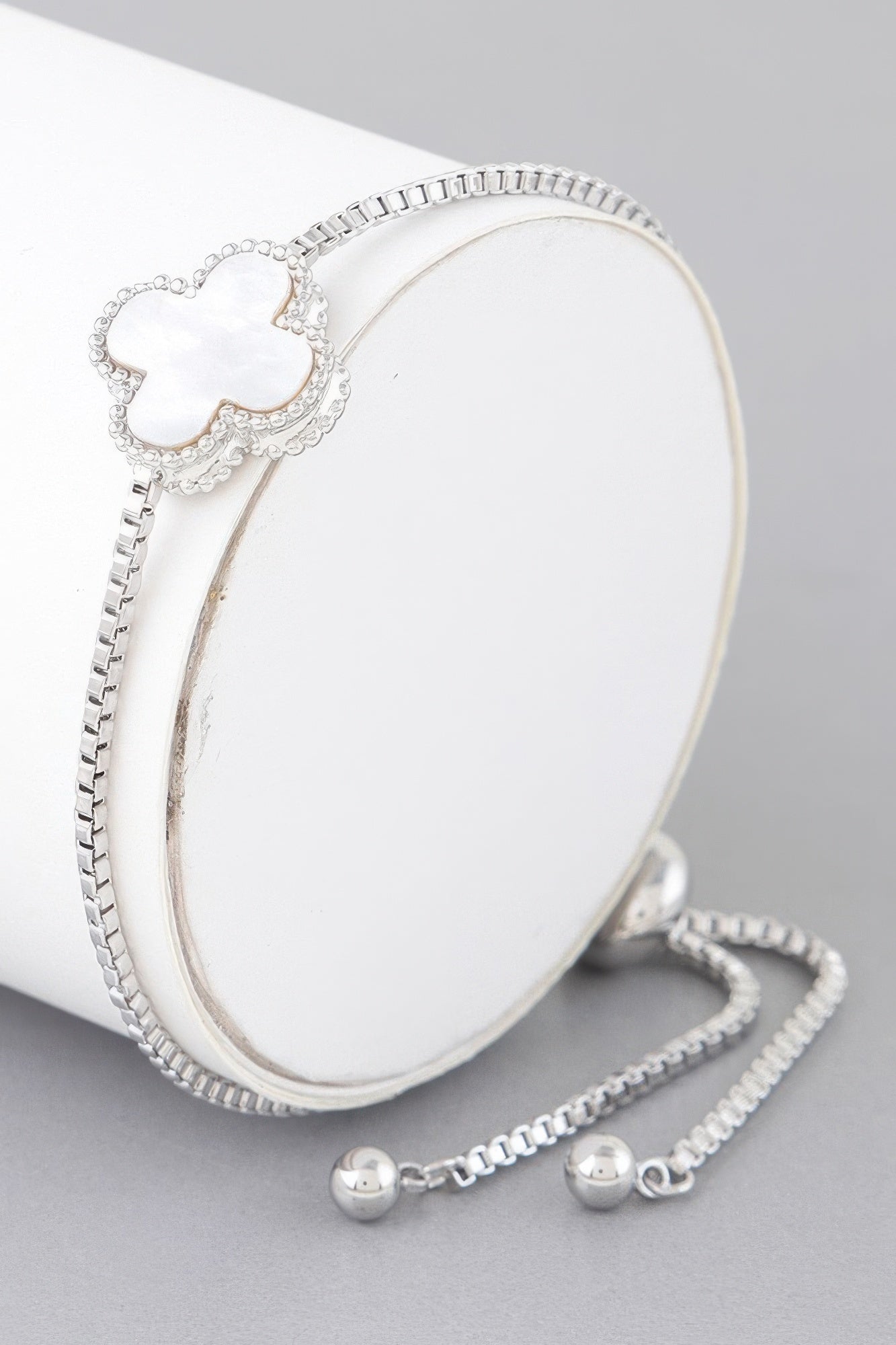 Stone Clover Box Chain Bracelet