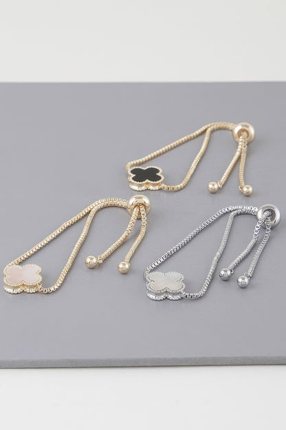 Stone Clover Box Chain Bracelet