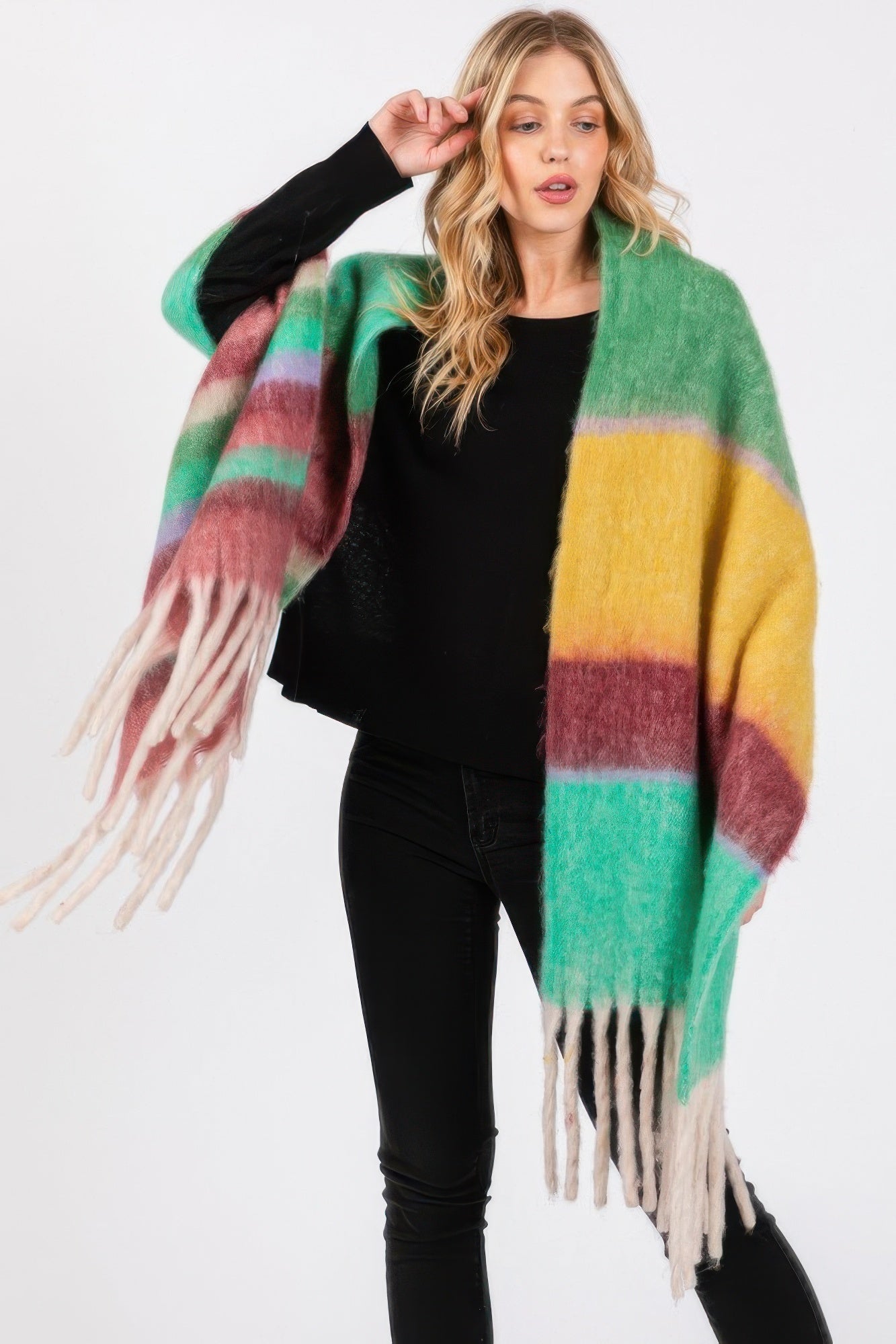 Brushed Multi Color Stripe Scarf
