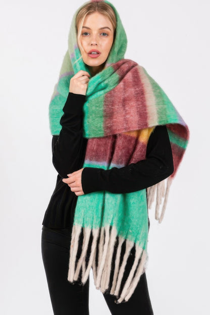 Brushed Multi Color Stripe Scarf