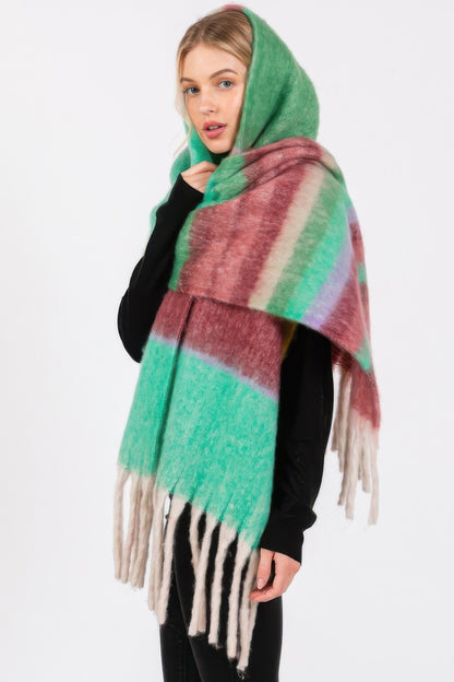 Brushed Multi Color Stripe Scarf