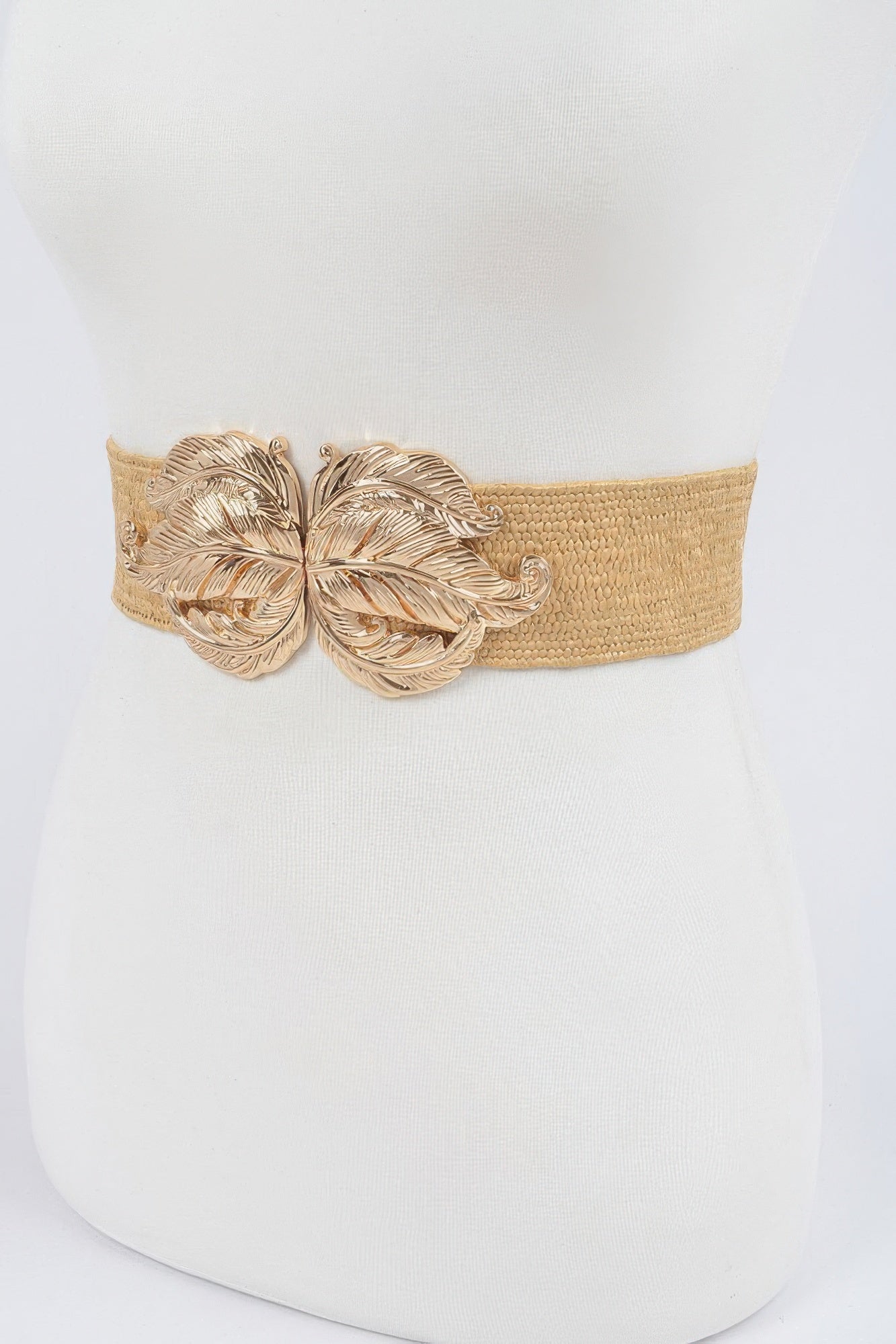 Leaf Metal Buckle Stretch Straw Belt
