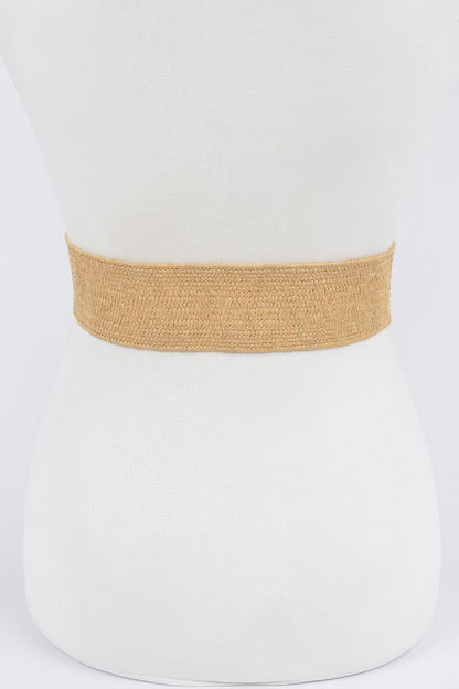 Leaf Metal Buckle Stretch Straw Belt