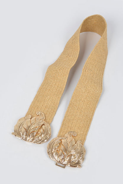 Leaf Metal Buckle Stretch Straw Belt