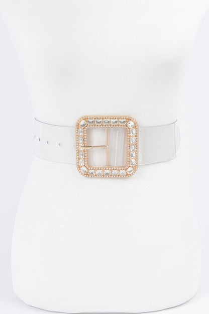 Stone Metal Buckle Clear Plus Size Belt