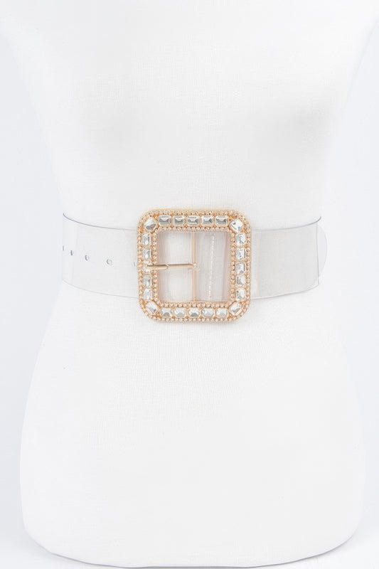 Stone Metal Buckle Clear Plus Size Belt