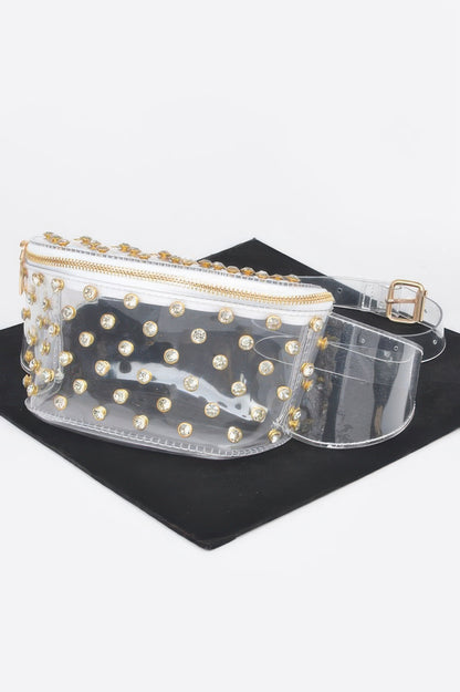 Transparent Rhinestone Studded Fanny Pack