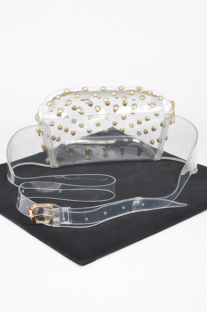 Transparent Rhinestone Studded Fanny Pack