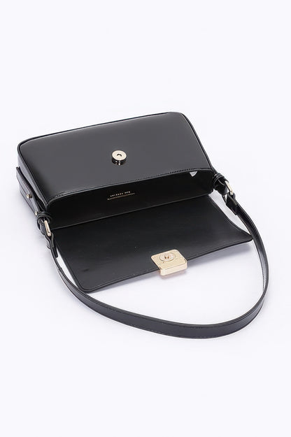 Enamel Flap Shoulder Bag